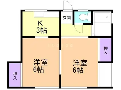 第8藤美荘(2K/1階)の間取り写真