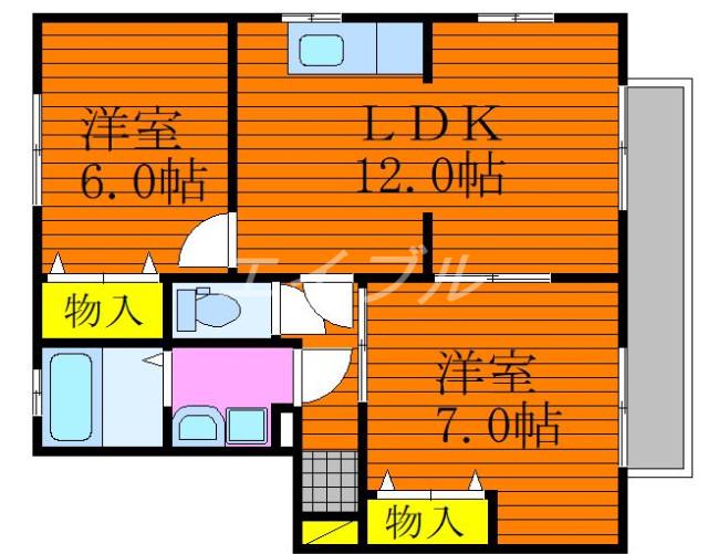 ファミールのざき(2LDK/2階)の間取り写真