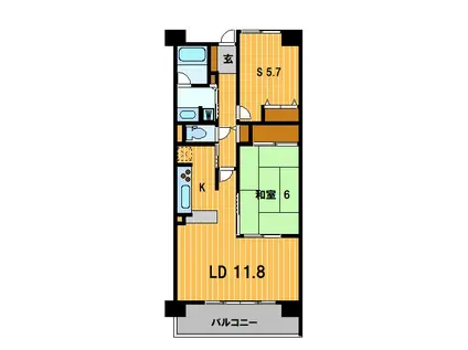 CASSIA横濱ガーデン山(2LDK/4階)の間取り写真