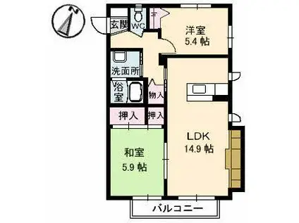 メルヘン青山(2LDK/1階)の間取り写真
