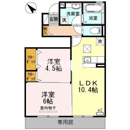 コンフォーティア三城(2LDK/1階)の間取り写真