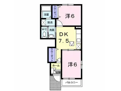 リトル マーシュ II(2DK/1階)の間取り写真
