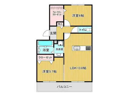 グレース・コート(2LDK/2階)の間取り写真