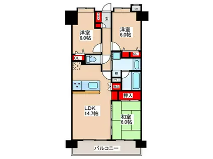 日神パレステージ熊谷鎌倉町(3LDK/3階)の間取り写真