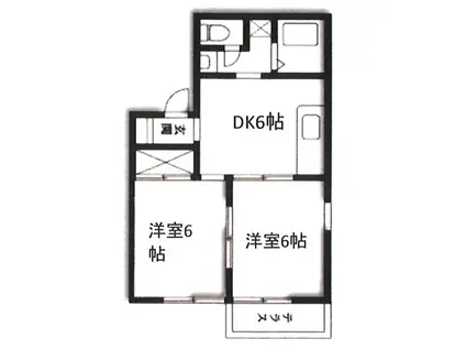 コーポ元橋本II(2DK/1階)の間取り写真