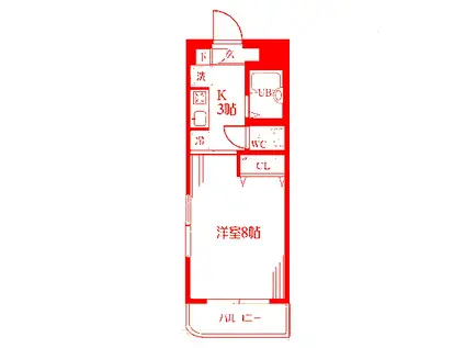フィールドムーン(1K/4階)の間取り写真