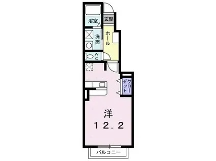 ラゴーア・アネシス I(ワンルーム/1階)の間取り写真