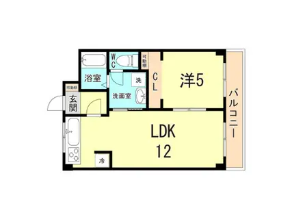 キャッスルハイツ平野(1LDK/5階)の間取り写真