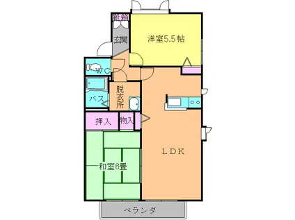 プリンスコーポ(2LDK/2階)の間取り写真