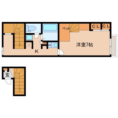 レオパレス喜楽楽2(1K/2階)の間取り写真