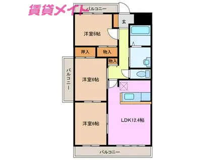 カンファタブル(3LDK/5階)の間取り写真