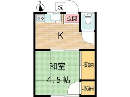 添田荘(1K/1階)の間取り写真