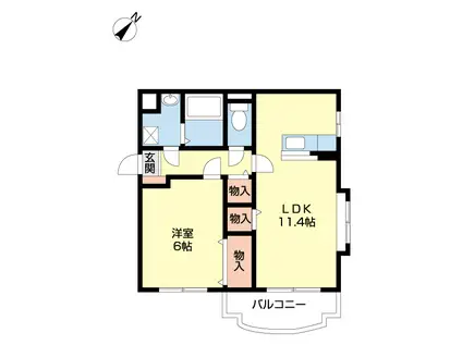 ユーミー新留丁・ファーストステージ(1LDK/2階)の間取り写真