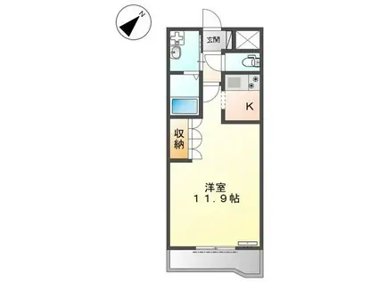 グランピュア(1K/2階)の間取り写真