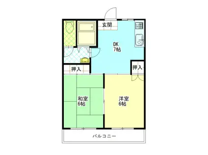 コーポアタラクシア(2DK/3階)の間取り写真