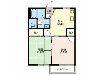 フレグランス北門(2DK/1階)の間取り写真