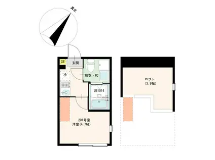 ハーモニーテラス成増(1K/2階)の間取り写真