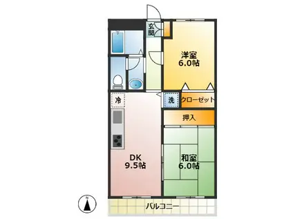 グレイスコート(2DK/2階)の間取り写真