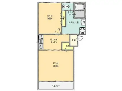 ヴィラもくれん(2K/2階)の間取り写真