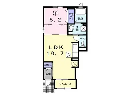 ユーフォリア(1LDK/1階)の間取り写真