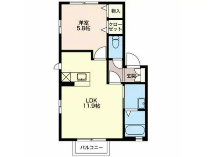 シャーメゾン高田D(1LDK/2階)の間取り写真