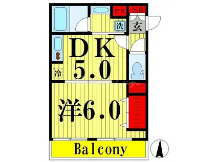 ワコーレ千住マンションA棟(1DK/2階)の間取り写真