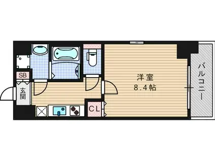 セオリー難波ウエスト(1K/4階)の間取り写真