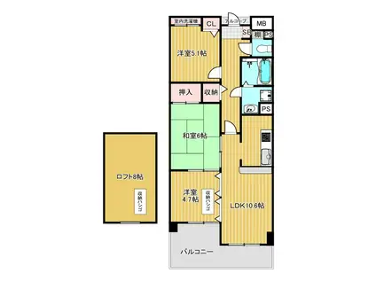 ユニライフ城東鶴見(3LDK/4階)の間取り写真