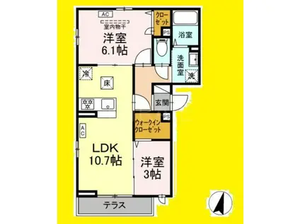 ファンウェーブ湘南茅ヶ崎(2LDK/1階)の間取り写真