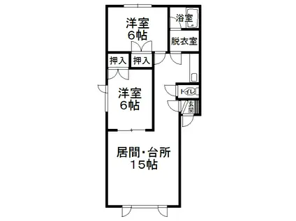 阿部ハイツD(2LDK/1階)の間取り写真