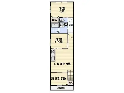 LIKE高野山A棟(3LDK/2階)の間取り写真