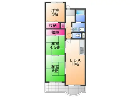 フローラル岸和田(3LDK/7階)の間取り写真