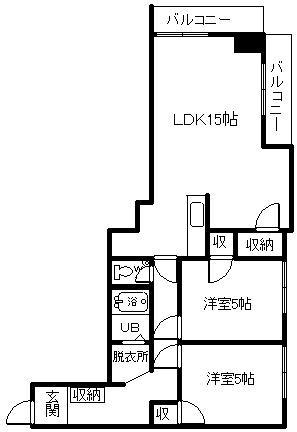 ESY旭川(2LDK/2階)の間取り写真