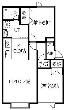 グランベール豊岡A・B(2LDK/1階)の間取り写真