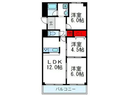 パークアベニュー緑地(3LDK/1階)の間取り写真