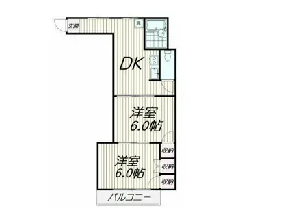 コーポ富士(2DK/2階)の間取り写真