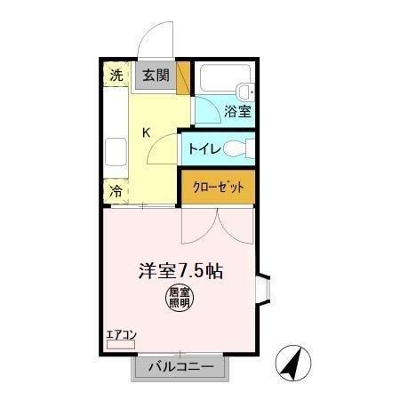 サニーヒルズ薬師台A(1K/1階)の間取り写真
