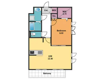 レクシア白金台(1LDK/1階)の間取り写真