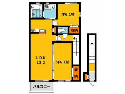レジデンスオーク(2LDK/2階)の間取り写真