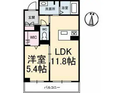 シャラーレ西深津(1LDK/1階)の間取り写真