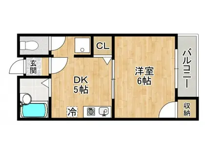 エルドラード箕面II(1DK/1階)の間取り写真