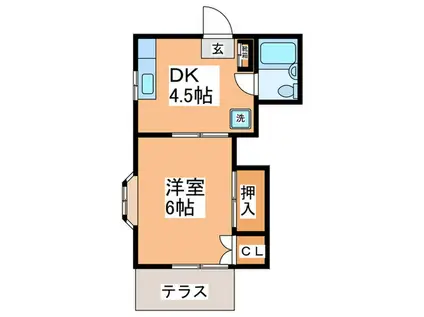 サンハイツリド(1DK/1階)の間取り写真