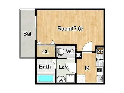 ジーメゾン千葉長洲フィオーレ(1K/2階)の間取り写真