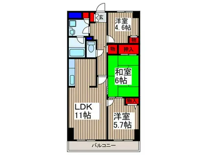 メロード西浦和(3LDK/2階)の間取り写真
