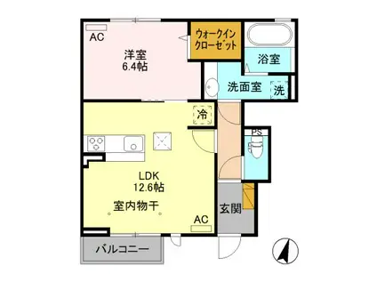 シャルム C(1LDK/1階)の間取り写真