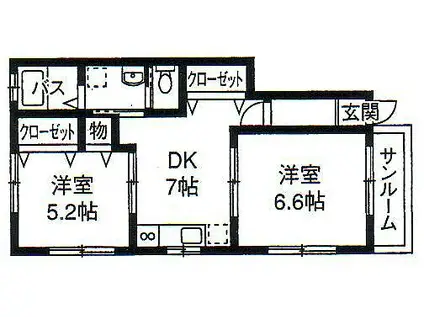 リージェンス竹尾(2DK/1階)の間取り写真