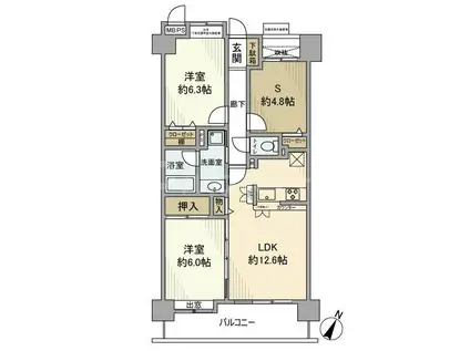 ライオンズマンション大宮宮原(2SLDK/2階)の間取り写真