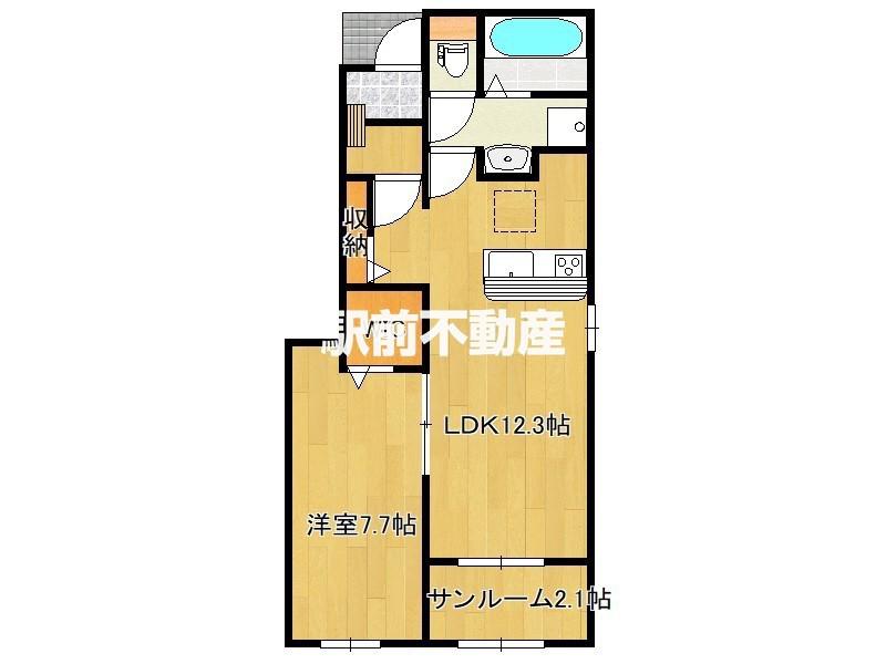 メゾン ド ヴィラ C(1LDK/1階)の間取り写真