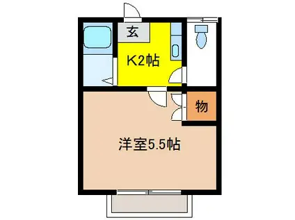 フォレストヒルズ(1K/2階)の間取り写真