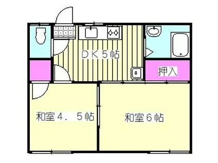 コスモコーポA棟(2K/1階)の間取り写真